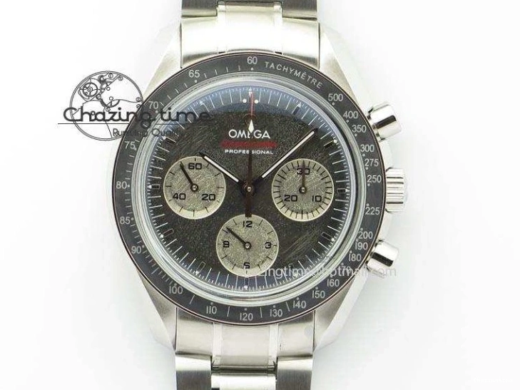 0206 Modern Speedmaster Apollo XVII Gray Dial On SS Bracelet Manual Winding Chrono Movement 8223